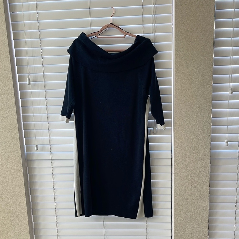 Tommy Hilfiger Navy Blue and White Knit Dress